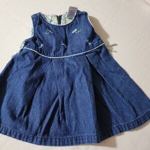 Gymboree Spring Showers Used VGUC 6-12 month denim embroidered dress.